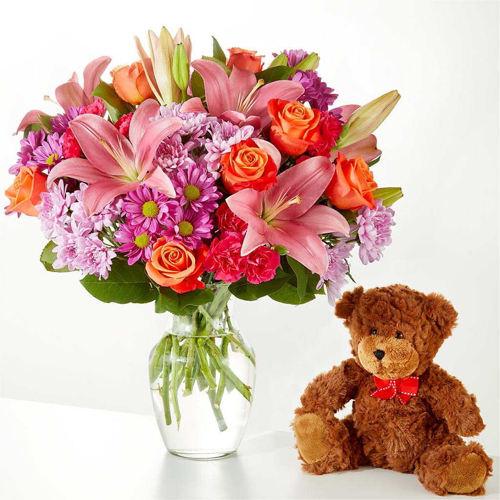 One and Only Bouquet and Bear Bundle – Raleighflowerexpress Llc, Holly Springs NC