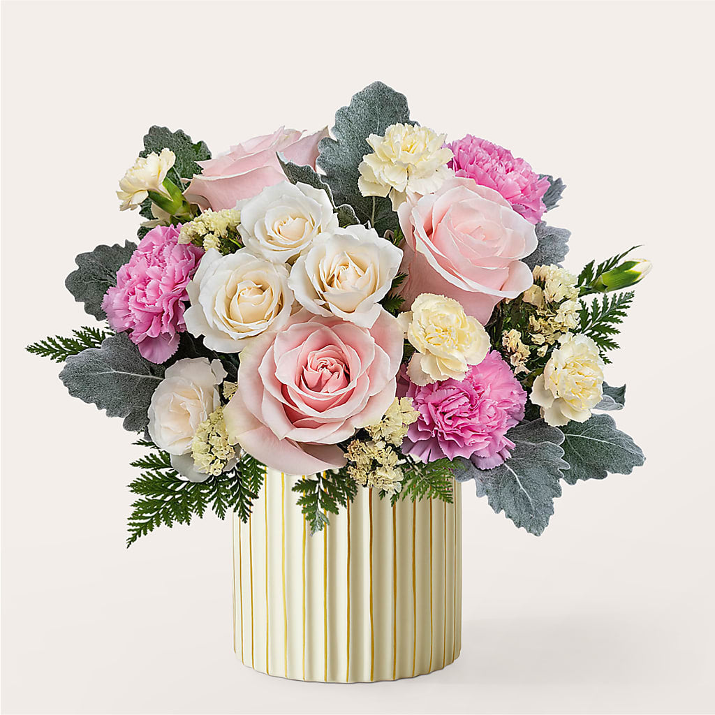 Blissful Moments Bouquet with Ivory Vase – Raleighflowerexpress Llc, Holly Springs NC
