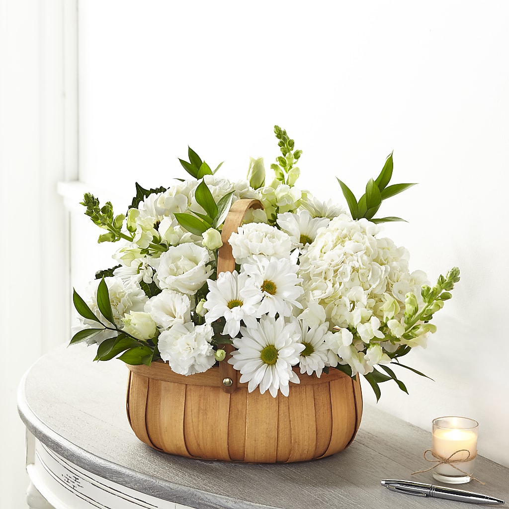 Pure Ivory Basket – Raleighflowerexpress Llc, Holly Springs NC