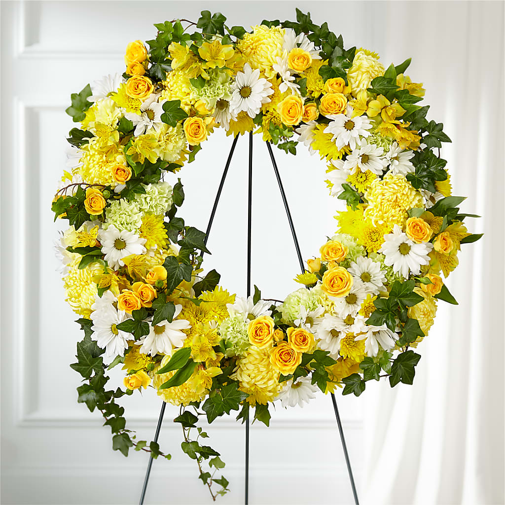 Golden Remembrance Wreath – Raleighflowerexpress Llc, Holly Springs NC