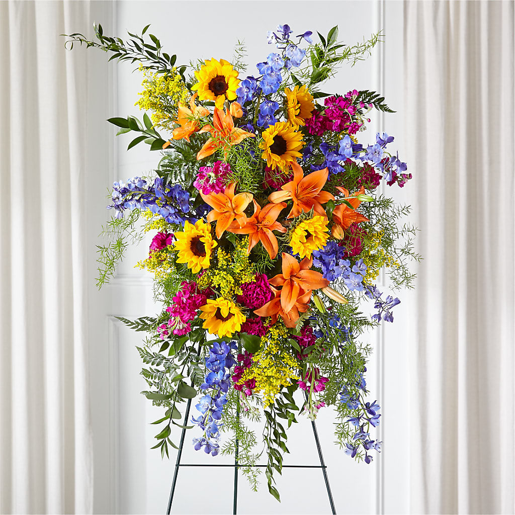 Sunlit Memories Standing Spray (Standard) – Raleighflowerexpress Llc, Holly Springs NC