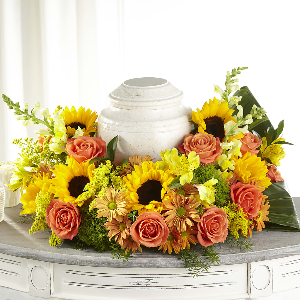 Faithful Sunflower Cremation Adornment – Raleighflowerexpress Llc, Holly Springs NC