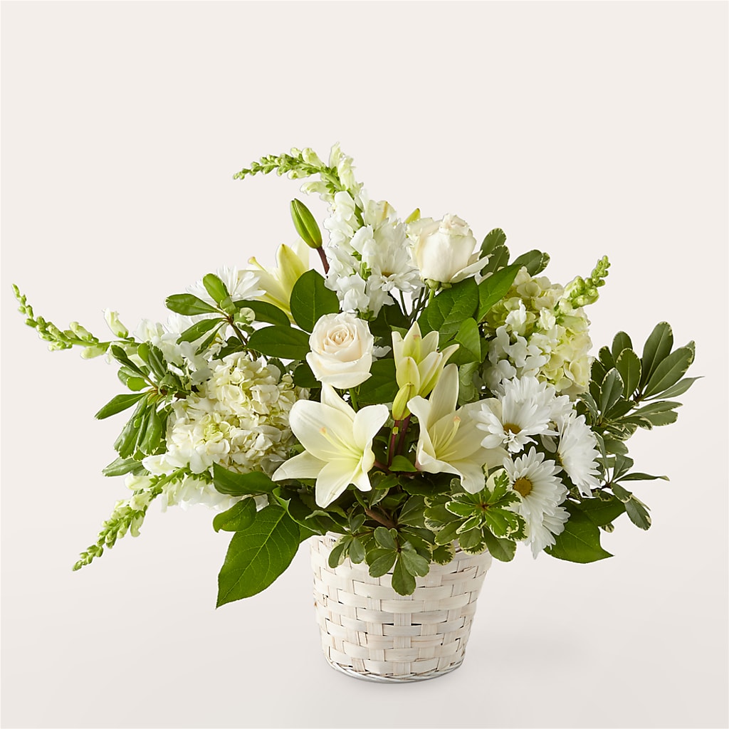 Ivory Elegance Floral Basket – Raleighflowerexpress Llc, Holly Springs NC