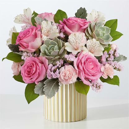 Dusty Rose Bouquet with Ivory Vase –  Raleighflowerexpress Llc, Holly Springs NC