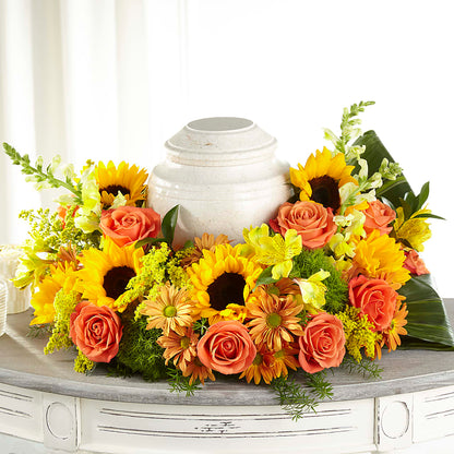 Faithful Sunflower Cremation Adornment –  Raleighflowerexpress Llc, Holly Springs NC